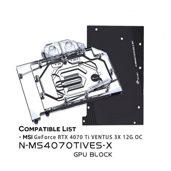 Picture of Bykski GPU Water Cooling Block for MSI RTX4070Ti VENTUS 3X 12G N-MS4070TIVES-X